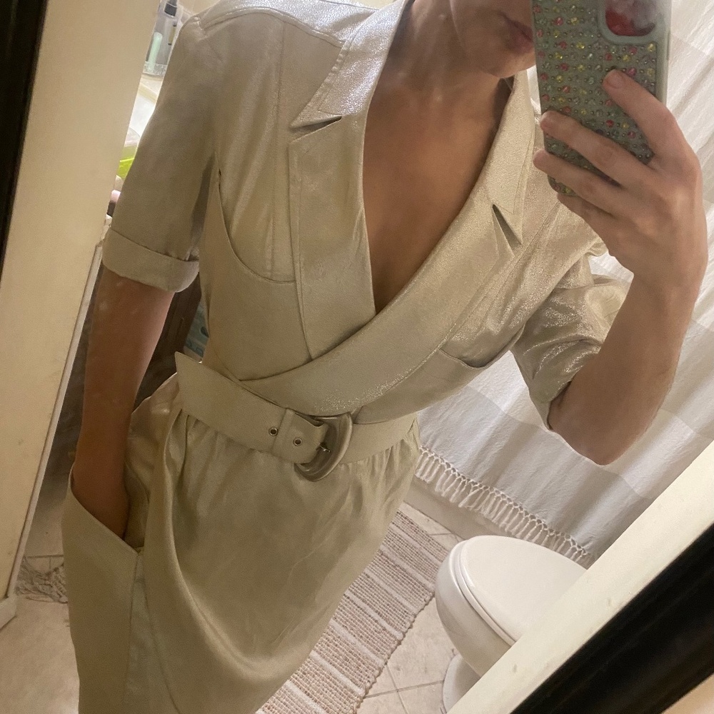 Archival Thierry Mugler silver dress